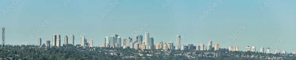 Metrotown cityscape overview on summer morning in Vancouver