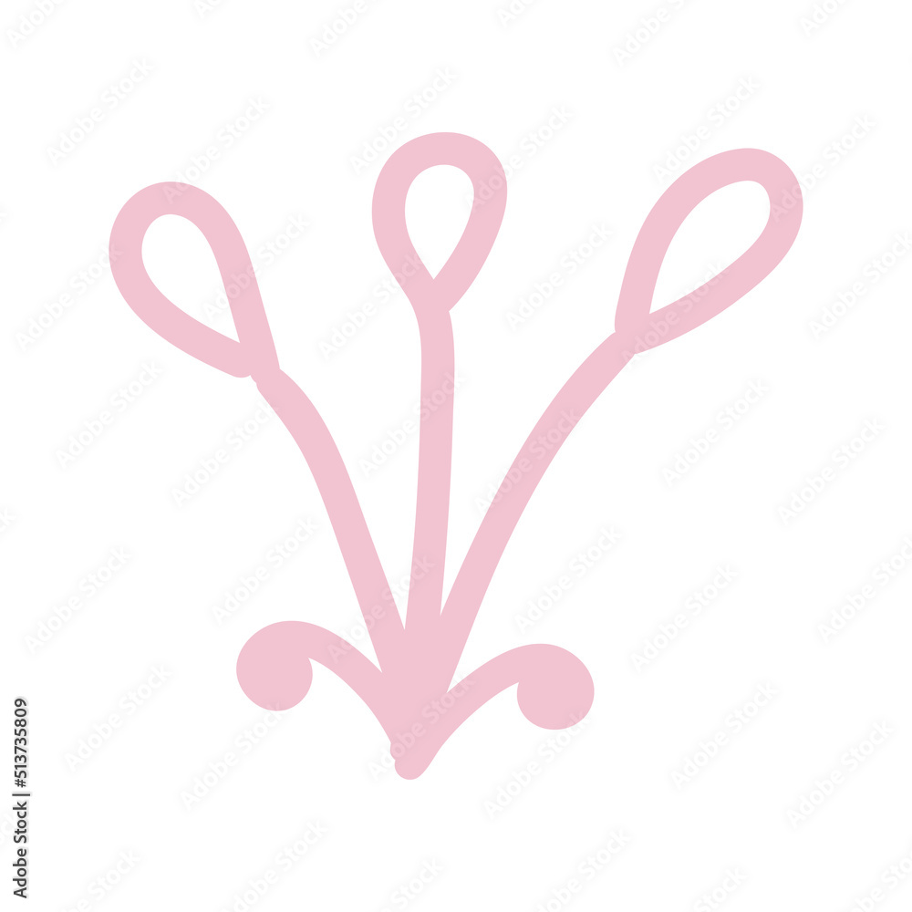 Hand drawn pink element in doodle style.