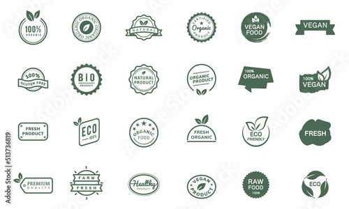Organic Icons Product Logo Stamp Set illustration Free Premium Vector, Eco Vegan Bio Food labels For commercial and personal projects, digital or printed media, poster, banners
