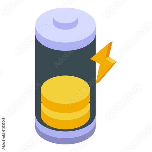 Charging battery icon isometric vector. Power energy. Cell charger