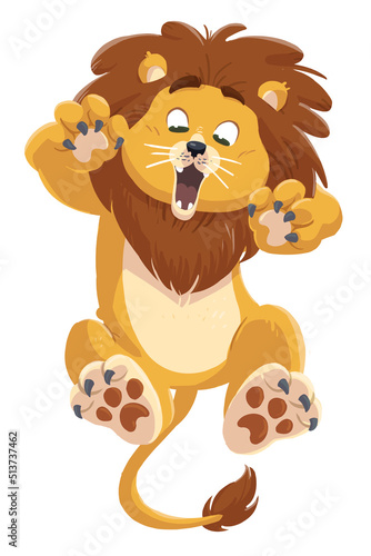 Children illustration of lion jumping