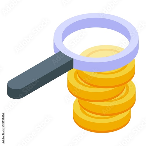 Search money coin icon isometric vector. Benchmark indicator. Cost product
