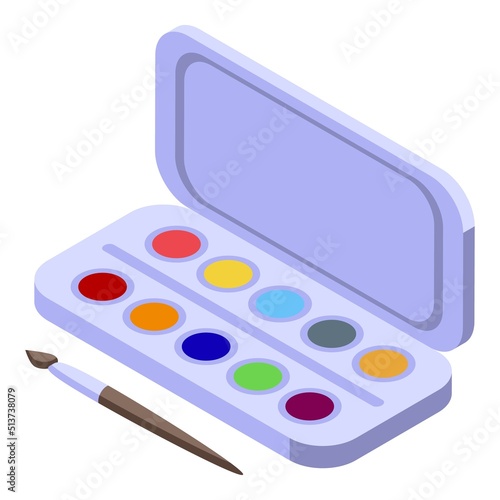 Paint colors icon isometric vector. Education early. Happy child