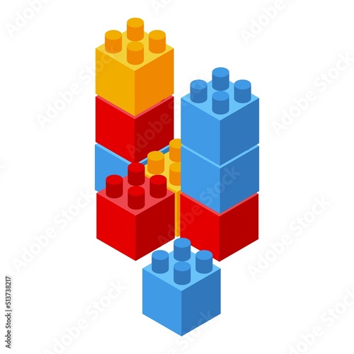 Cube puzzle toys icon isometric vector. Early education. Baby class