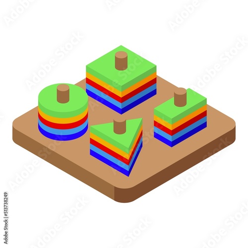 Wooden toy icon isometric vector. Early education. Baby class