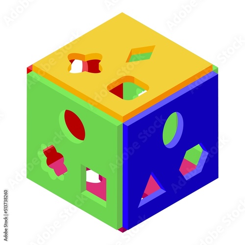 Cube kid toy icon isometric vector. Early education. Child class