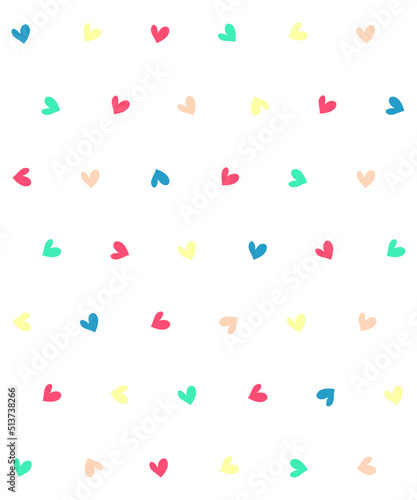 Seamless pattern design with colorful mini cute hearts. Modern style seamless heart pattern, light simple background. Vector illustration