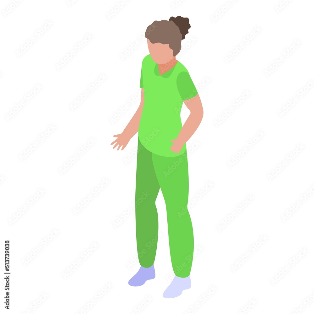 Green cloth nurse icon isometric vector. Care patient. Clinic medicine