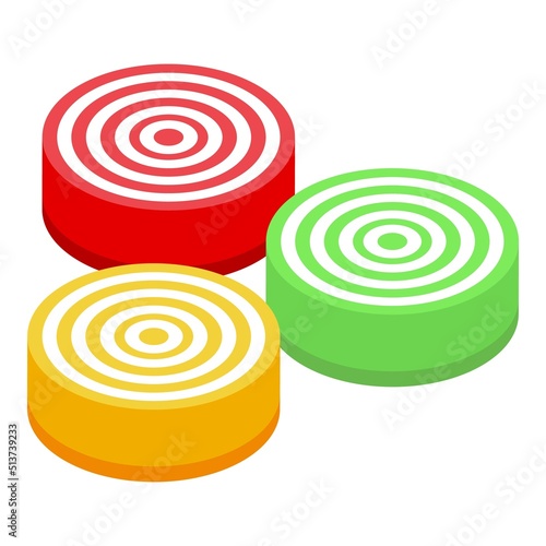 Jelly circle icon isometric vector. Candy gum. Cute fruit