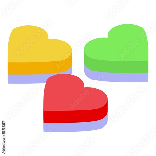 Jelly hearts icon isometric vector. Candy gum. Cute fruit