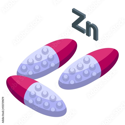 Zinc capsule icon isometric vector. Food vitamin. Mineral zn