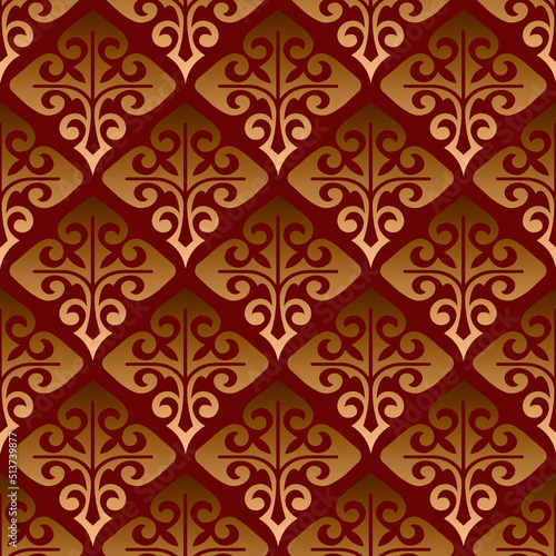 seamless pattern ornamental damask tile wallpaper with dark gold full editable color change you fill. best use for fabric print