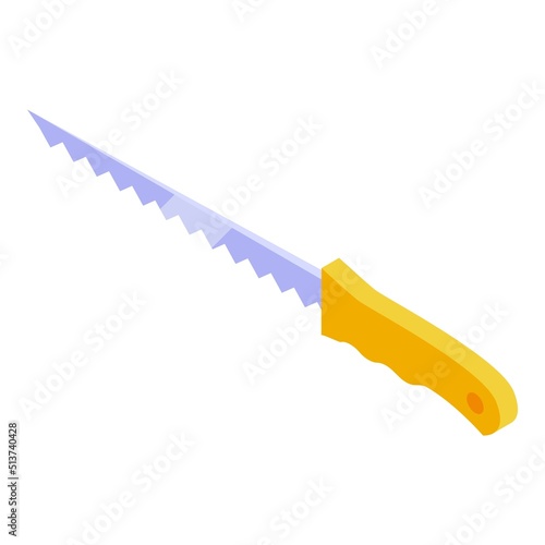 Handle saw icon isometric vector. Drywall cutter. Worker partition