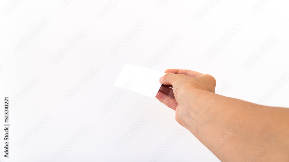 hand gesture on white background offer business card hand gesture on white background offer business card