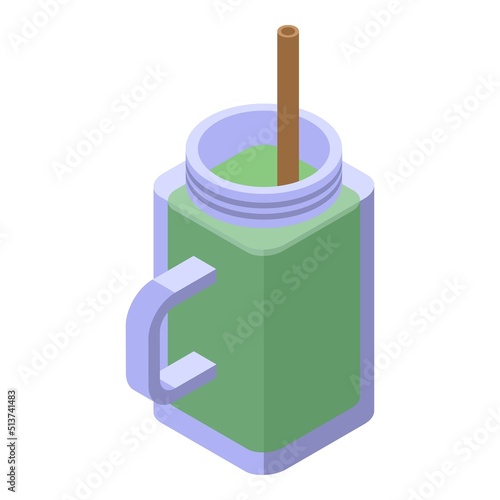 Spirulina smoothie icon isometric vector. Alga plant. Green food