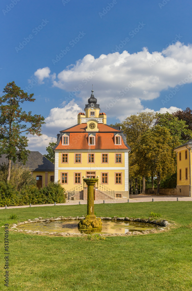 Fountain and pond at the castle Belvedere in Weimar, Germany