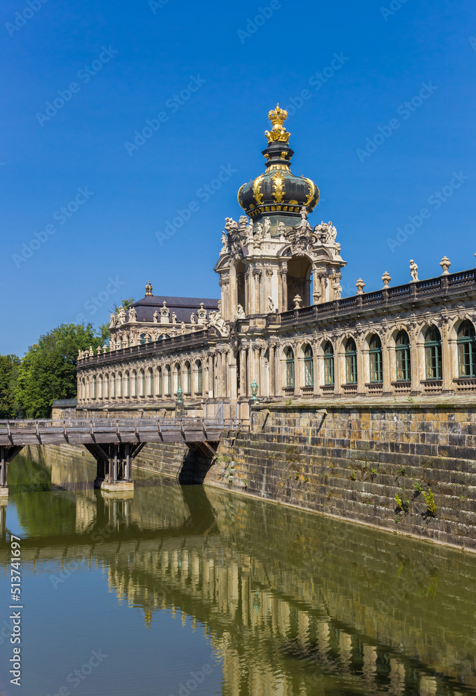Historic golden crown at the Kronentor gate in Dresden, Germany