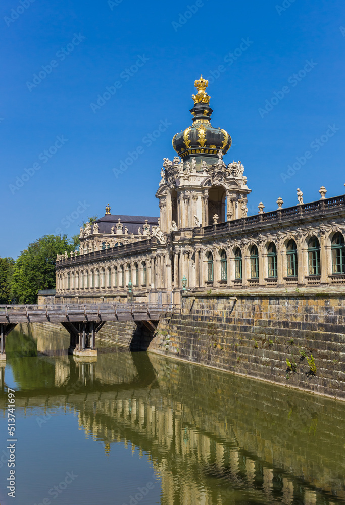 Historic golden crown at the Kronentor gate in Dresden, Germany Historic golden crown at the Kronentor gate in Dresden, Germany