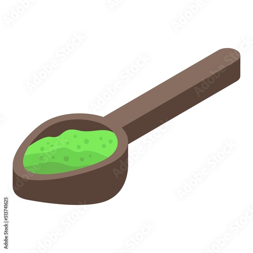 Spoon powder spirulina icon isometric vector. Alga plant. Drink leaf photo