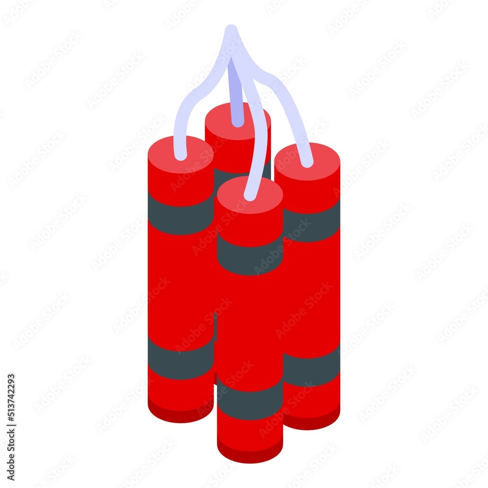 Mine dynamite icon isometric vector. Quarry industry. Machine loader Mine dynamite icon isometric vector. Quarry industry. Machine loader