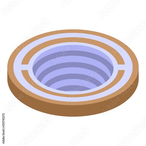 Circle quarry icon isometric vector. Mine industry. Machine mining