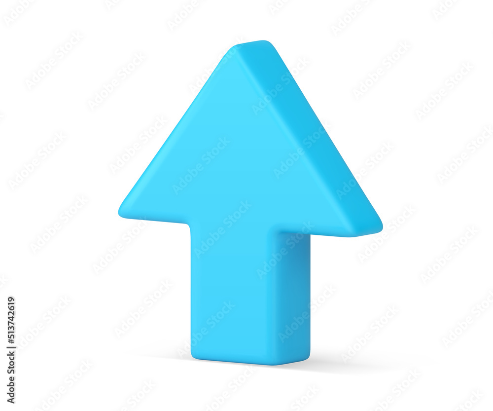 Blue upward arrow diagonally placed growth point direction business analyzing 3d icon vector Blue upward arrow diagonally placed growth point direction business analyzing 3d icon vector