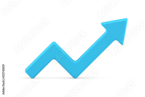 Blue arrow graphic angled geometry positive trend economic profit business strategy 3d icon vector