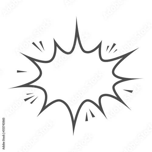 Boom comic explosion shape. Empty speech bubble symbol. Hand drawn wow sign. Vector isolated on white.