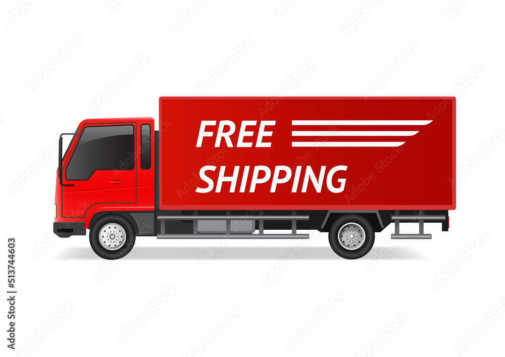 Red Truck with text Free Shipping Red Truck with text Free Shipping