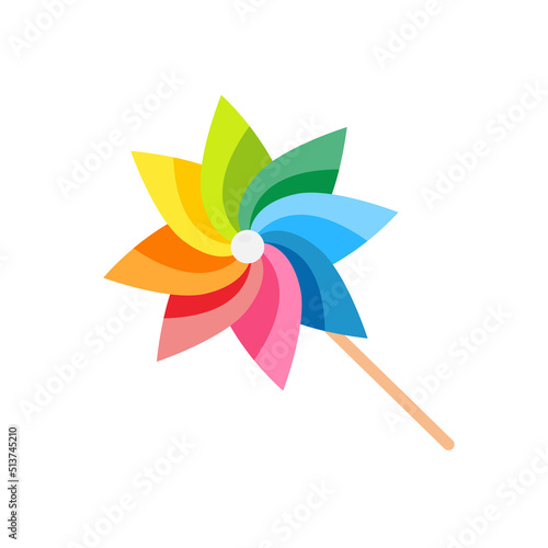 Pinwheel isolated on white background. Pinwheel toy child game icon. Vector stock