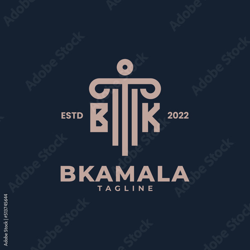 Initials Law firm logo with letter BK