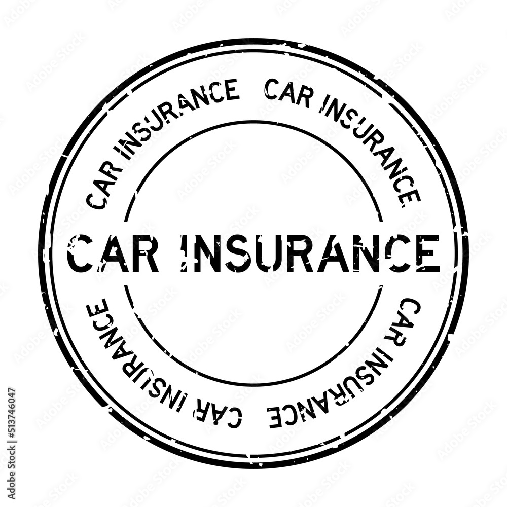 Grunge black car insurance word round rubber seal stamp on white background