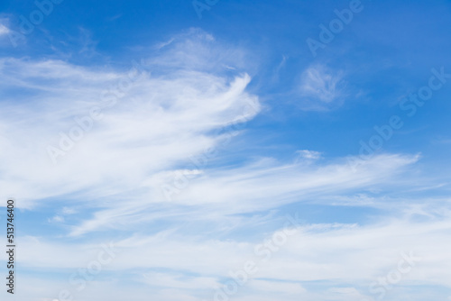 Clear blue color sky with white cloud background