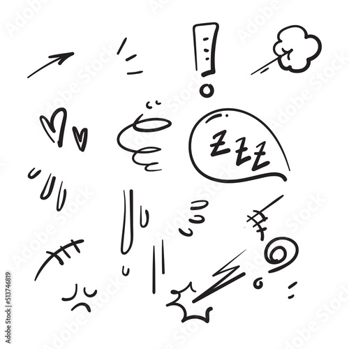 hand drawn doodle cartoon expression effect element collection