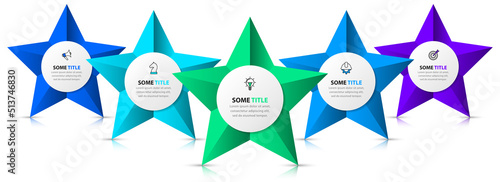Infographic template. 5 stars with text and icons