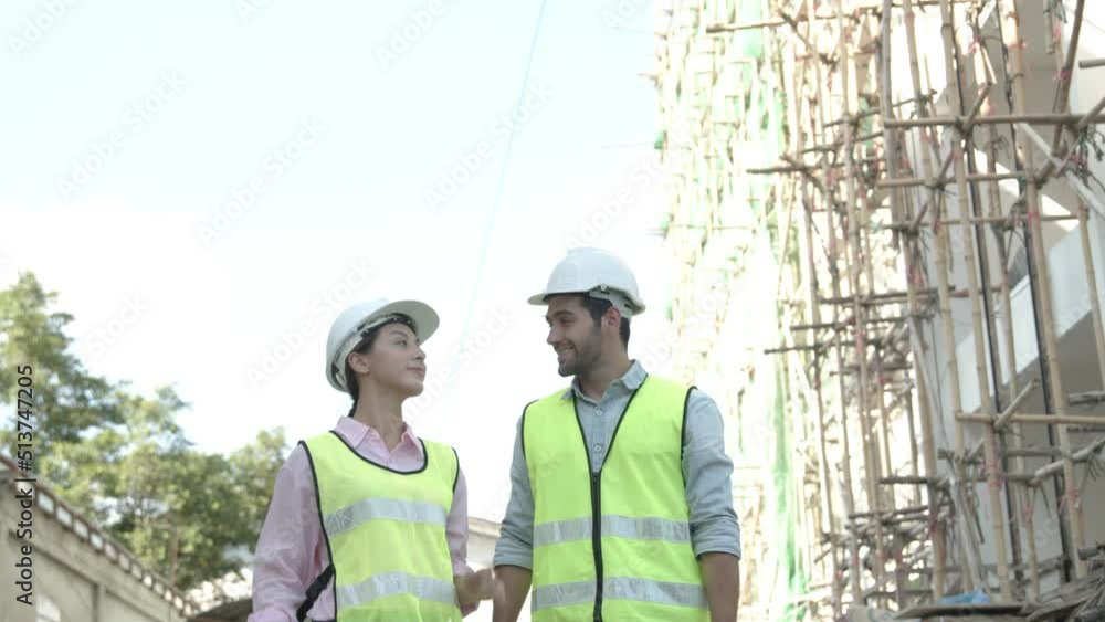 engineer team inspector check working on blueprint in building in sitework engineer team inspector check working on blueprint in building in sitework