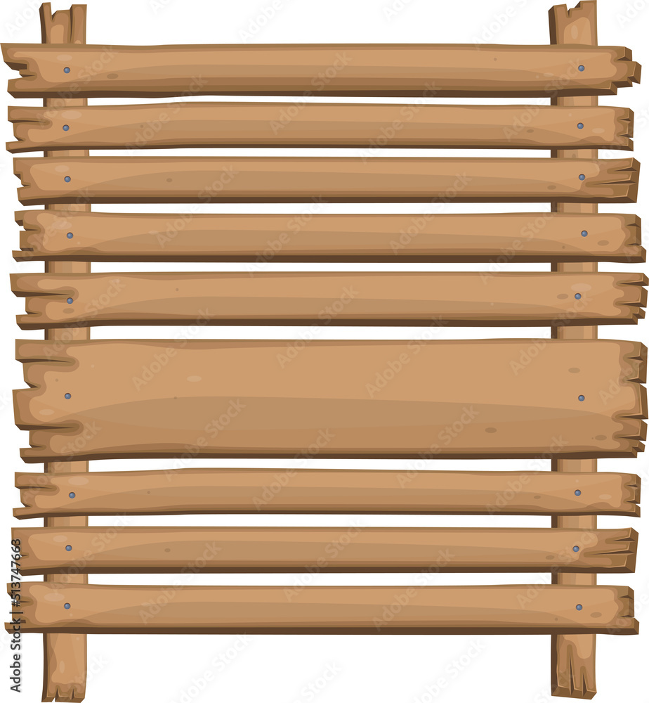 Wooden board in cartoon style 