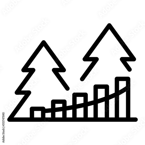 Fir tree zipline icon outline vector. Rope park. Sport extreme