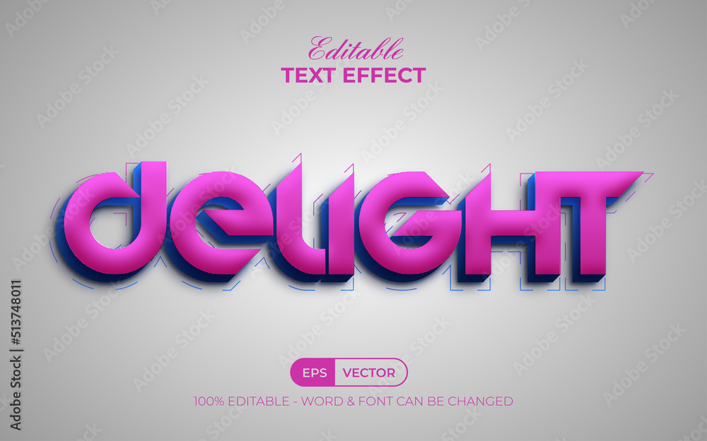 Delight text effect style. Editable text effect.