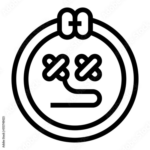 Lady embroidery icon outline vector. Art studio. Sew knit