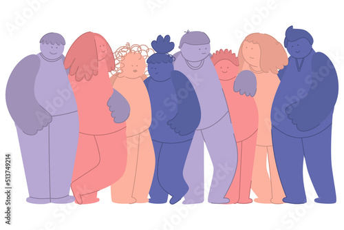 Group diverse cartoon people. together strong. Community team concept. Racial equality. Teamwork, togetherness, friendship concept. Movement against discrimination inequality anti-racism