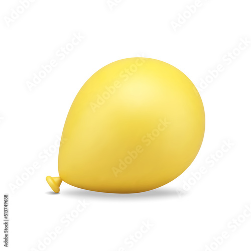 Yellow balloon air helium bubble aero design decorative element realistic 3d icon vector