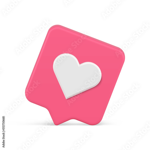 Social media positive evaluation new like alert cyberspace badge realistic template 3d icon vector