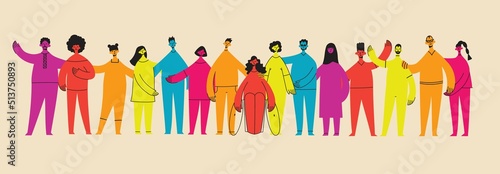 Fotografia Flat illustration of a group containing inclusive and diversified people all together without any difference
