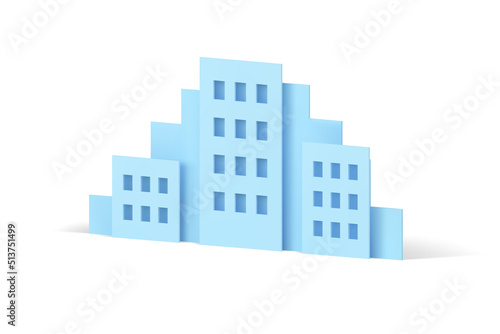 Modern house hospital school city building with windows realistic diagonally placed 3d icon vector
