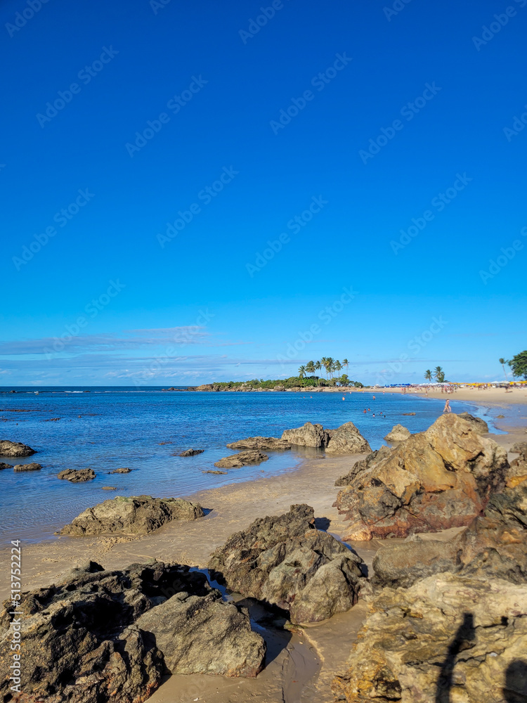 beautiful beach with rocks in Gamboa da Bahia, Brazil beautiful beach with rocks in Gamboa da Bahia, Brazil