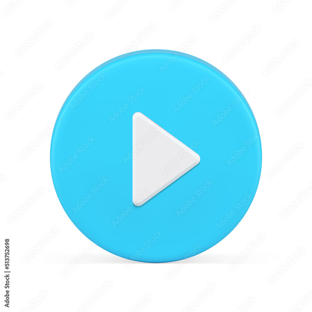 Glossy round play button multimedia control menu interface realistic 3d icon vector illustration Glossy round play button multimedia control menu interface realistic 3d icon vector illustration