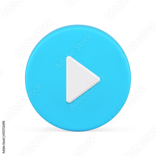 Glossy round play button multimedia control menu interface realistic 3d icon vector illustration