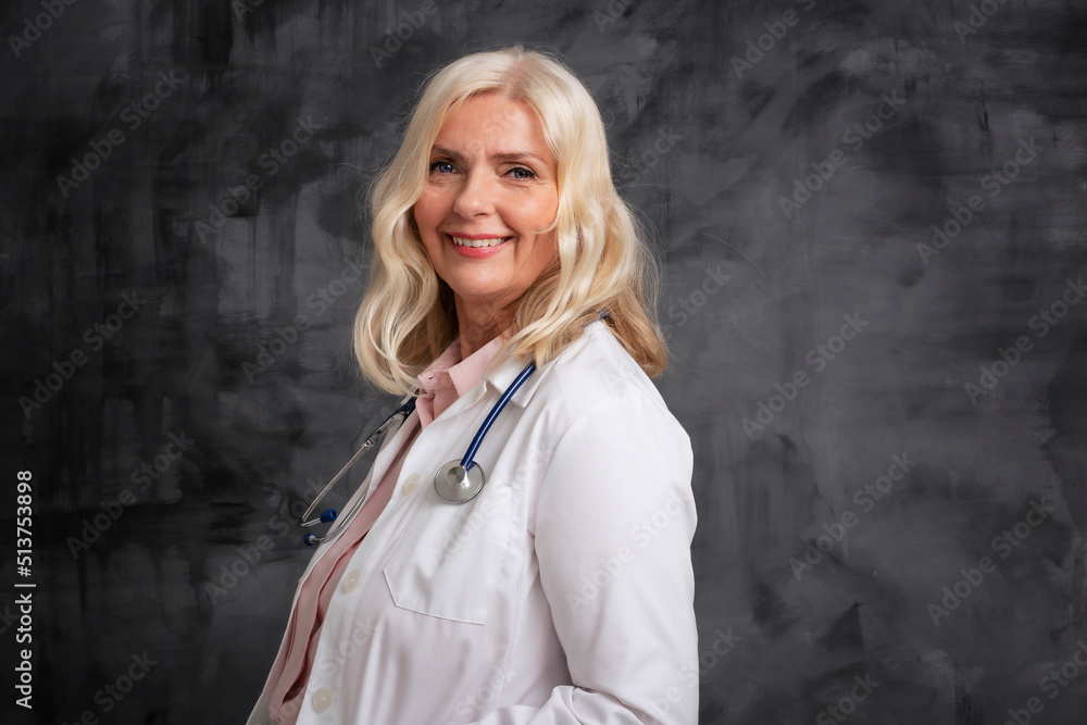 Senior female doctor studio portrait Senior female doctor studio portrait