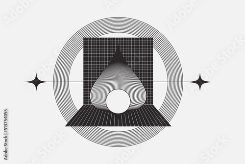Modern Abstract Boho Linear Vector Shapes Composition